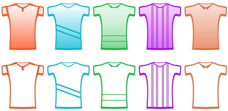 clothes set isolated sports t-shirts