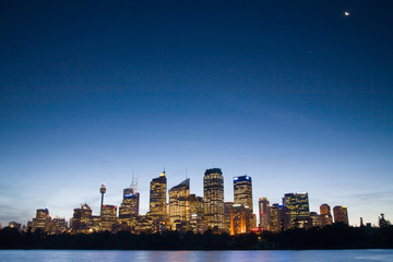 Moon above the Sydney skyline
