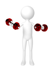 Person with Two dumbbells over white background