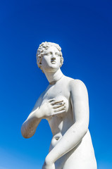 Closeup white female statue