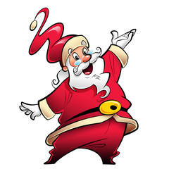 Happy smiling Santa Claus cartoon character presenting and wishi