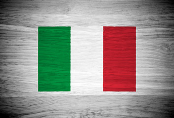 Italy flag on wood texture