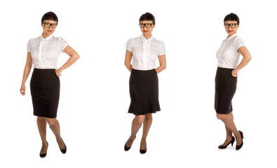 Asian Woman in Black Eye Glasses and Office Outfit