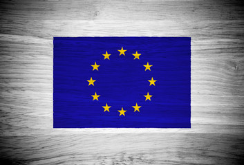 EU flag on wood texture