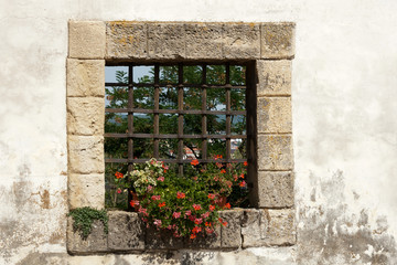 Fototapeta na wymiar Ptuj Castle, medieval window grate