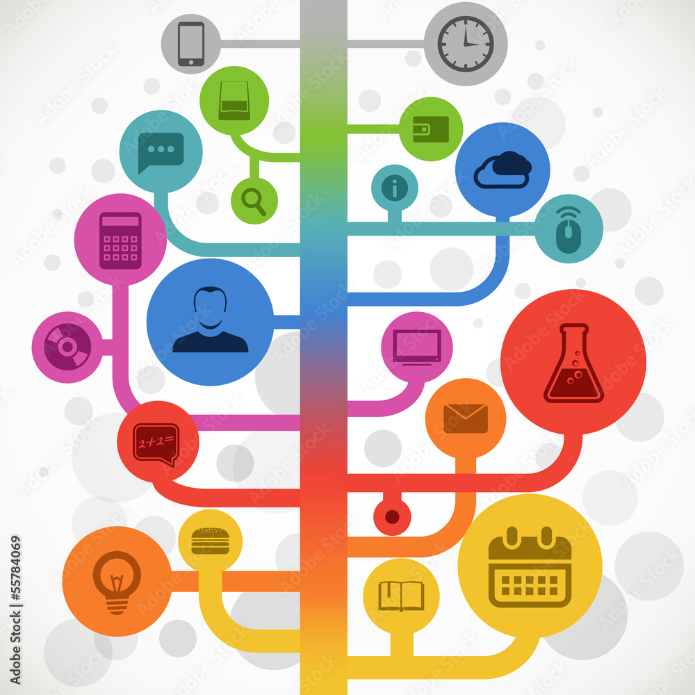 Aufkleber abstract color media tree with modern icons