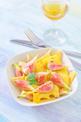 fresh salad from cheese and fig