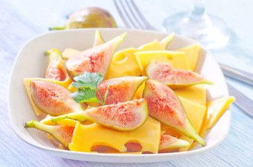 fresh salad from cheese and fig