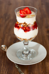 Dessert with yogurt and granola