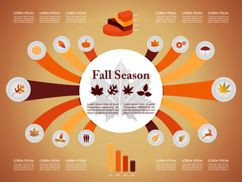 Autumn season infographic elements Fall graphic template EPS10 f