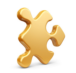 Single jigsaw puzzle piece. 3D Icon isolated on white background