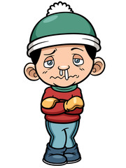 Vector illustration of Boy in cold weather