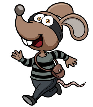 Vector illustration of Cartoon Rat thief running