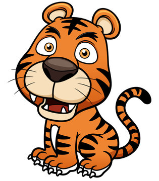 Vector illustration of Tiger cartoon