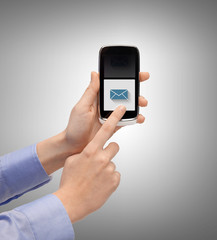 man with smartphone and message icon