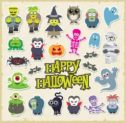 Fotobehang Halloween leuke tekenfilms. Vector karakter ontwerp collectie © rtguest