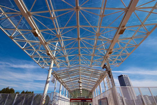 Glass roof of subway metro entrance in Helsinki