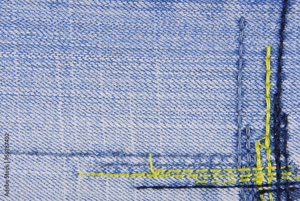 Poster blue denim jeans seam border texture