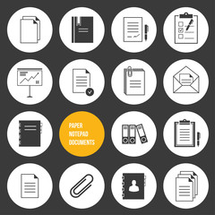 Vector Notepad Paper Documents Icons Set