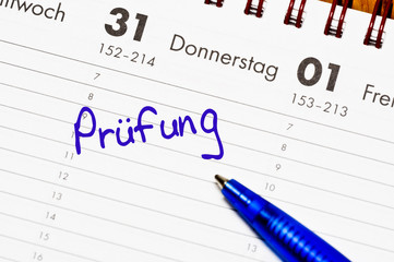 prüfung im kalender notiert