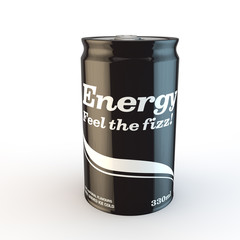 single can of fizzy soda energy drink with original design