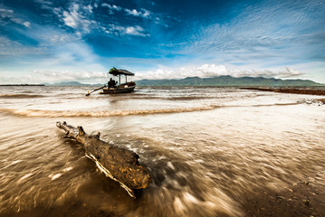 Fishing boat parking opposite the island