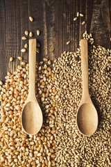 Deurstickers Wood spoons and grains © Bits and Splits