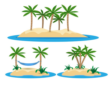 illustration of isolated island with palm trees