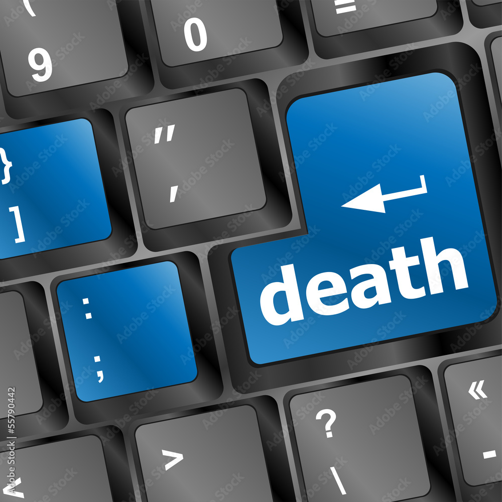 Aufkleber death button on computer keyboard pc key