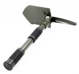 Folding camping shovel on white background