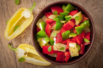 salad of sweet colorful peppers with olive oil