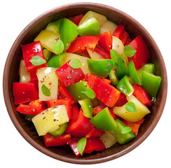 salad of sweet colorful peppers with olive oil