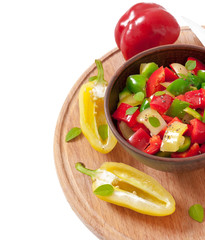 salad of sweet colorful peppers with olive oil