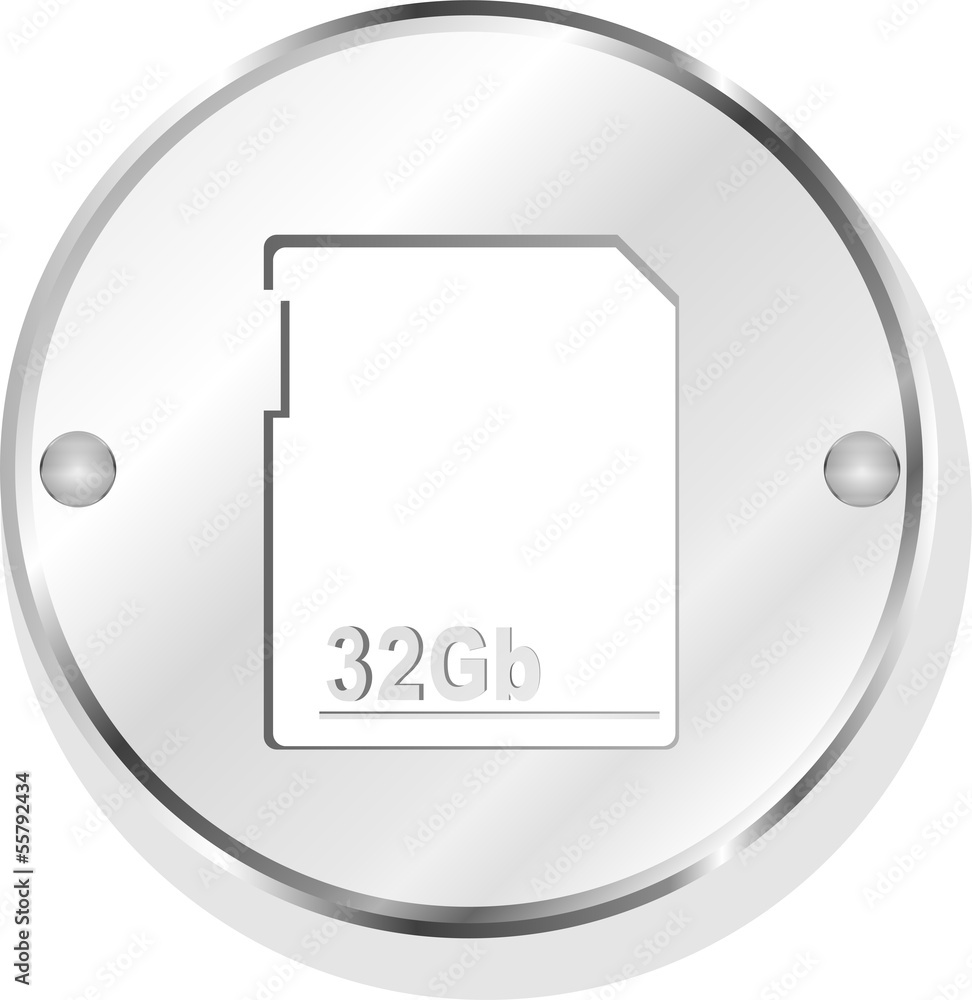 Poster flash memory card on metal icon button