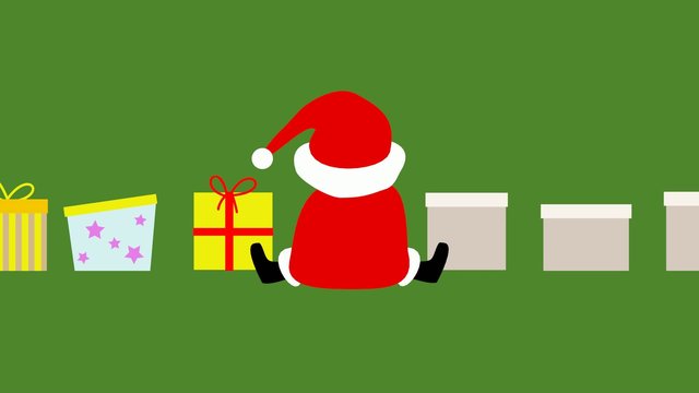 Weihnachtsmann bemalt Geschenke, endlos