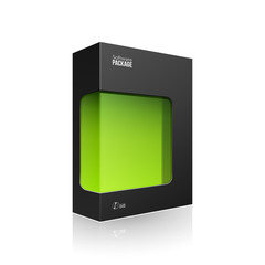 Black Modern Software Product Package Box With Green Window