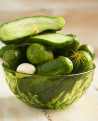 Fresh salted cucumbers