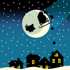 The santa claus flying - illustration for the children