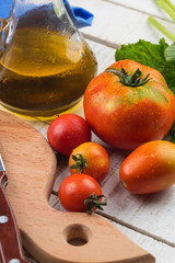 Fresh vegetables on wooden table