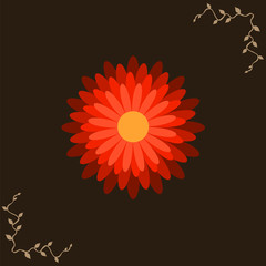 One red flower on a brown background