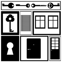 Keys, doors and windows. Vector illustration