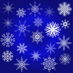 Naklejka na ściany i meble Decorative snowflake winter set. Vector illustration