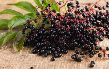 Elderberry on wooden table