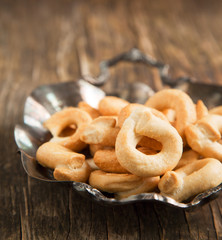 Olive oil taralli. Selective focus