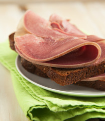 Open sandwiches with sliced cold neat's tongue
