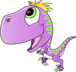 Cute Purple Raptor Dinosaur Vector Illustration