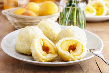 Apricots in pastry (Marillenknodel), traditional austrian dish.