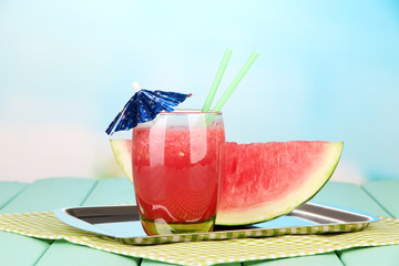 Glass of fresh watermelon juice,
