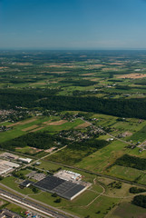Aerial view of industry and agriculture