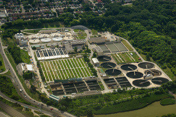 Aerial view of Toronto sewage treatment plant